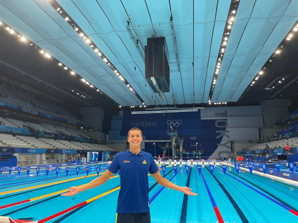 David Popovici la JO Tokyo 2020 - sursa Pagina FB David Popovici 16 iulie 2021